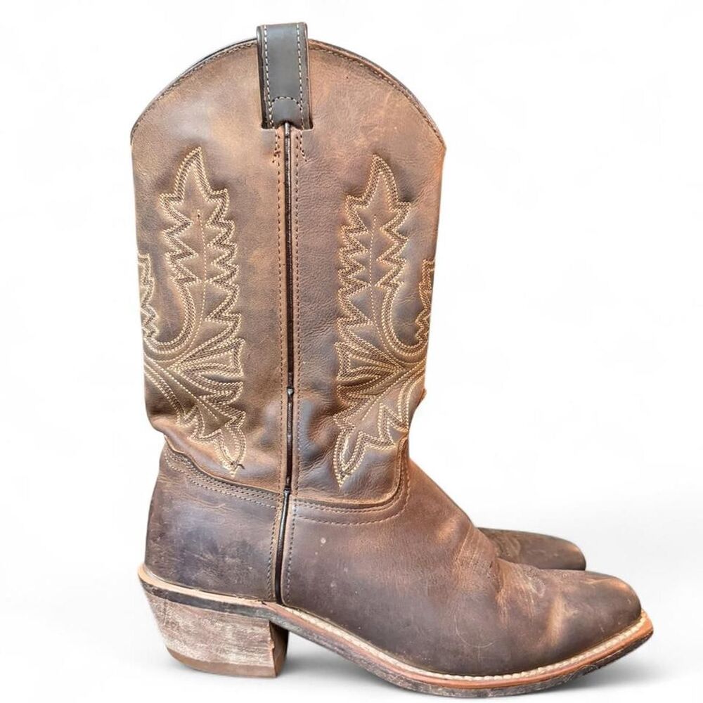 Abilene Boots Brown Leather Western Boots Made in USA Women’s Size 8M Vintage